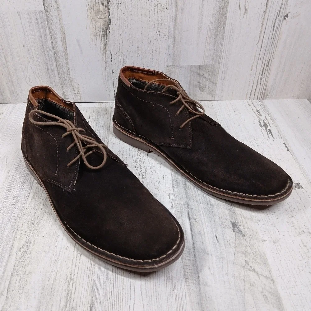 Kenneth Cole Reaction Chukka Boots‎ Men's 12 Brown Suede Desert Lace-Up Preppy